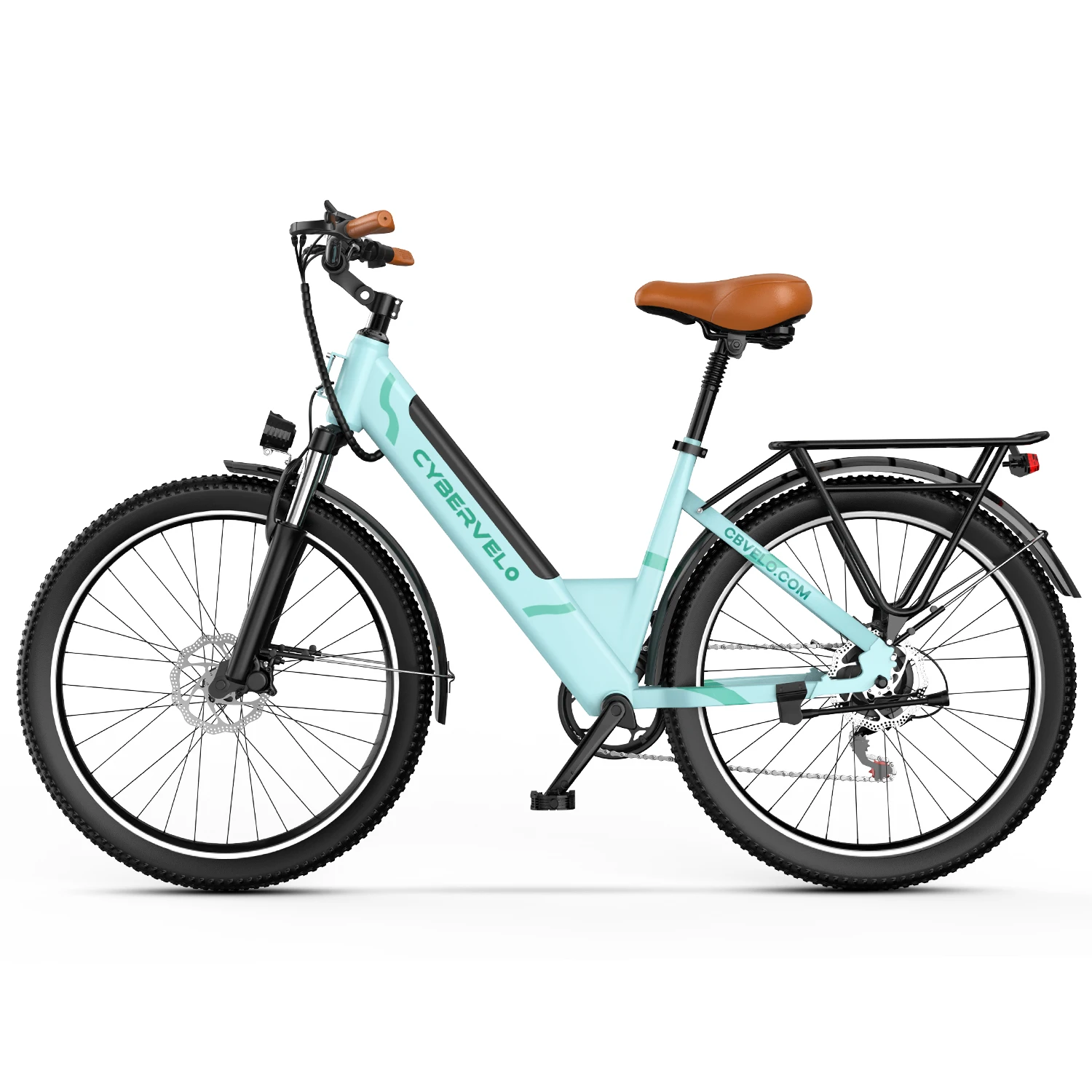 Cybervelo 1000W Peak 26" Electric Bike Adults 80Miles Removable Battery 7-Speed Ebike Beach Snow Commute E Bicycle for Men Women EK2 image 9