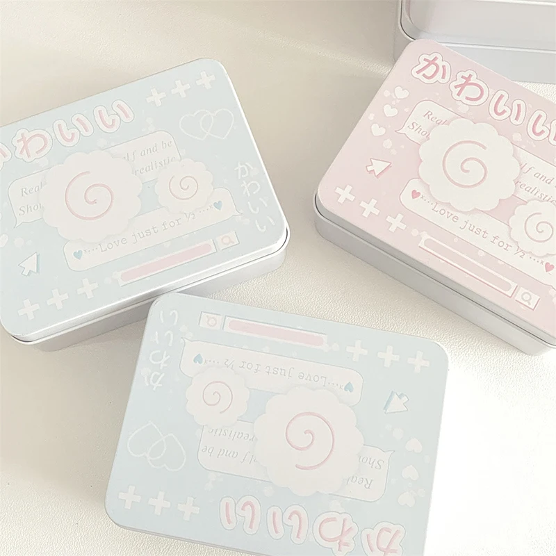 Tinplate Storage Box Cartoon Photocards Small Card Tin Storage Cans Coin Earrings Headphones Case Jewelry Collect