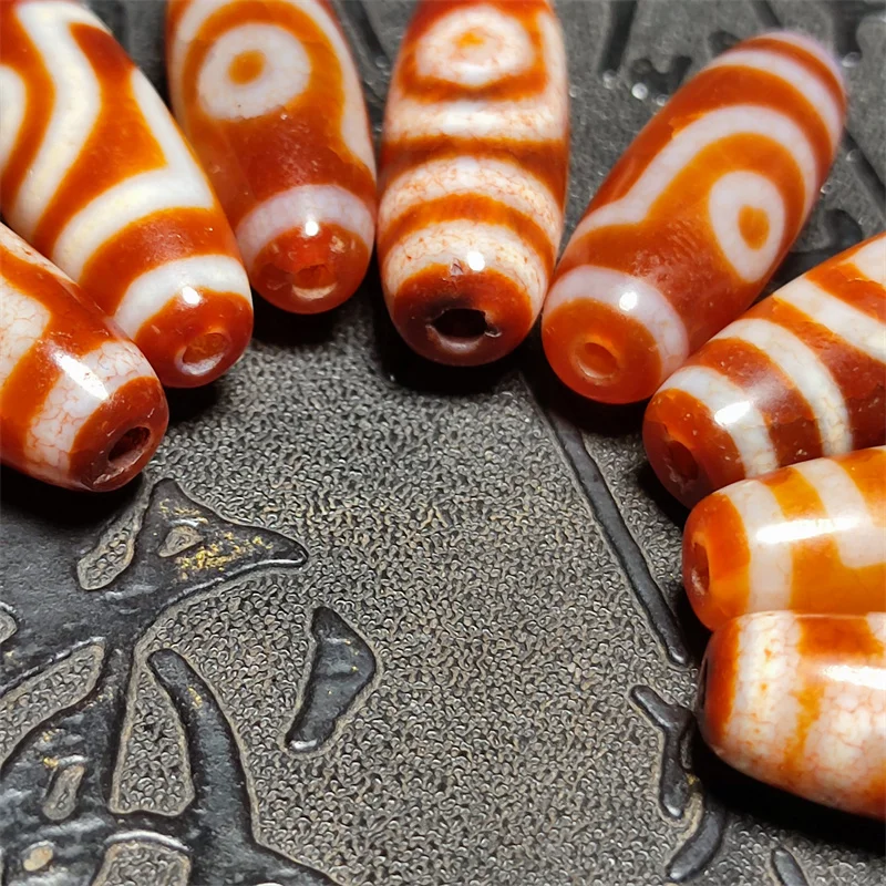 30*10mm Oval Red Agate Tibetan 2 Eyes Patterns Dzi Beads for DIY Making Men&Women Amulet Bracelet Necklace Jewelry Free Shipping image 6