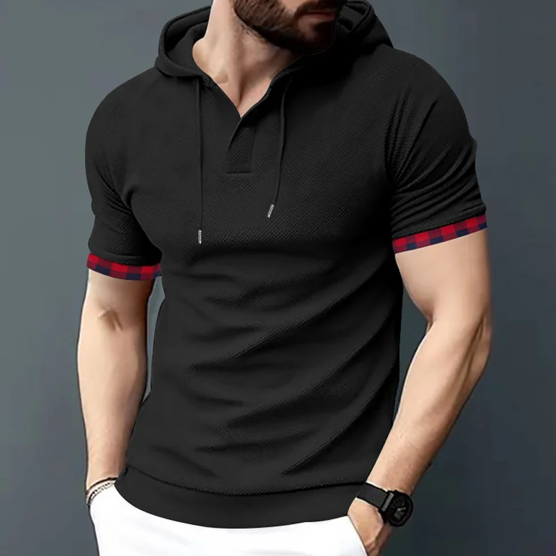 Sommer neue stil Herrenmode mit kapuze Atmungsaktive T-shirt Männer Kurzarm Patchwork Casual mann T-shirt Sport kurzarm Tops