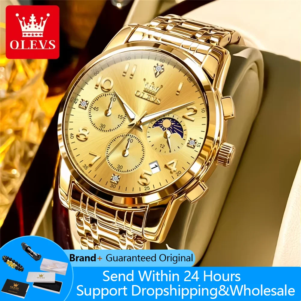 OLEVS 3628 ساعات رجالية عدد مقياس Moonswatch رجل الموضة ساعة اليد الفاخرة تاريخ كرونوغراف مقاوم للماء ساعة كوارتز للرجال #1