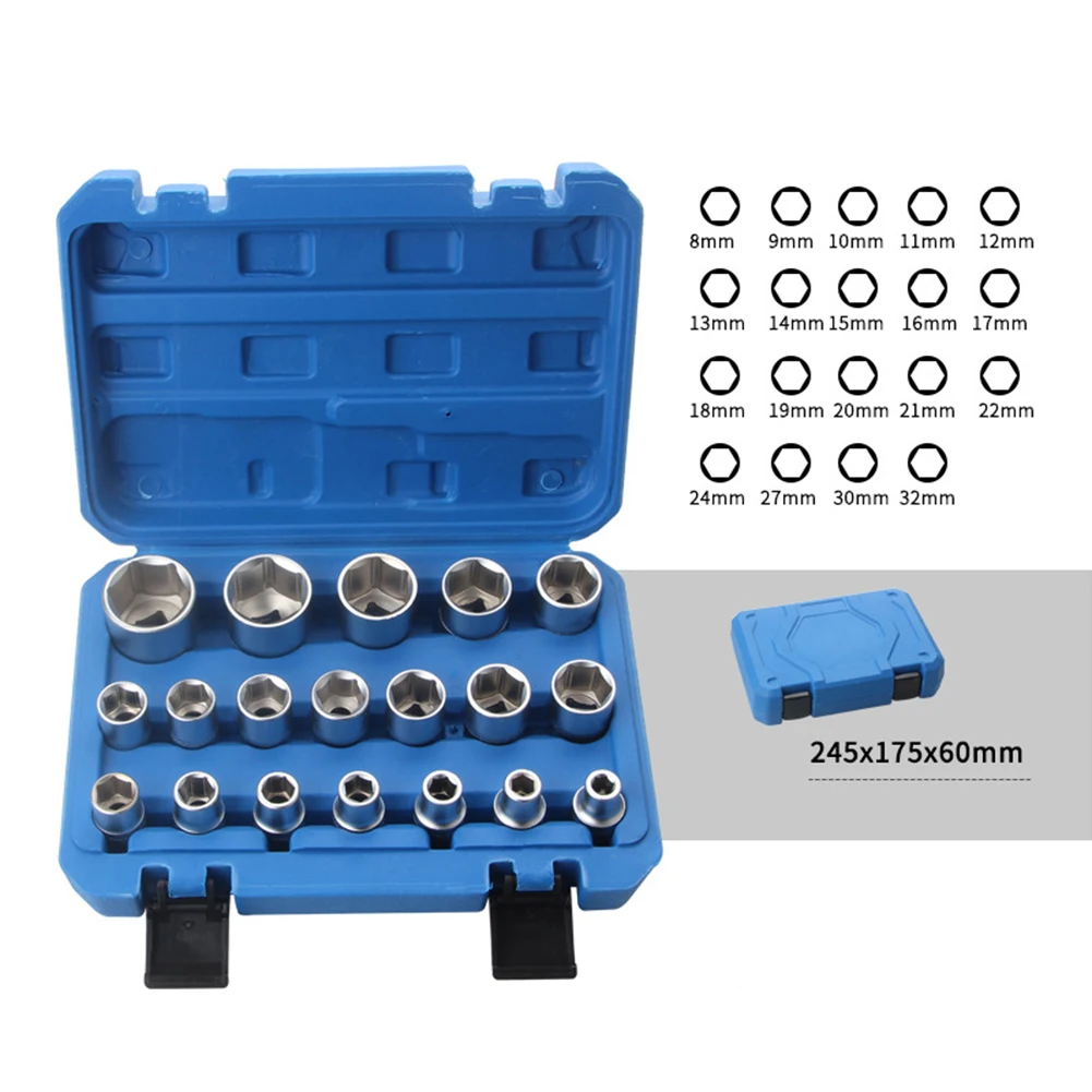 19pcs Socket Set Repair Tool Kit Brand New Unused Convenient Storage Frosted Or Smooth Finish High Hardness Material