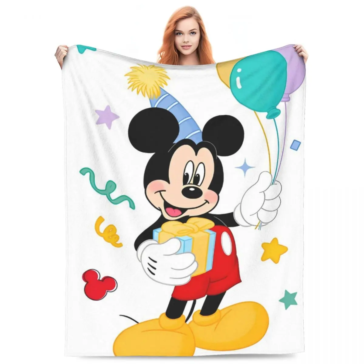 Mickey Mouse Cartoon Warm Blanket Picnic Plush Throw Blanket Aesthetic Couch Chair Flannel Bedspread Sofa Bed Cover