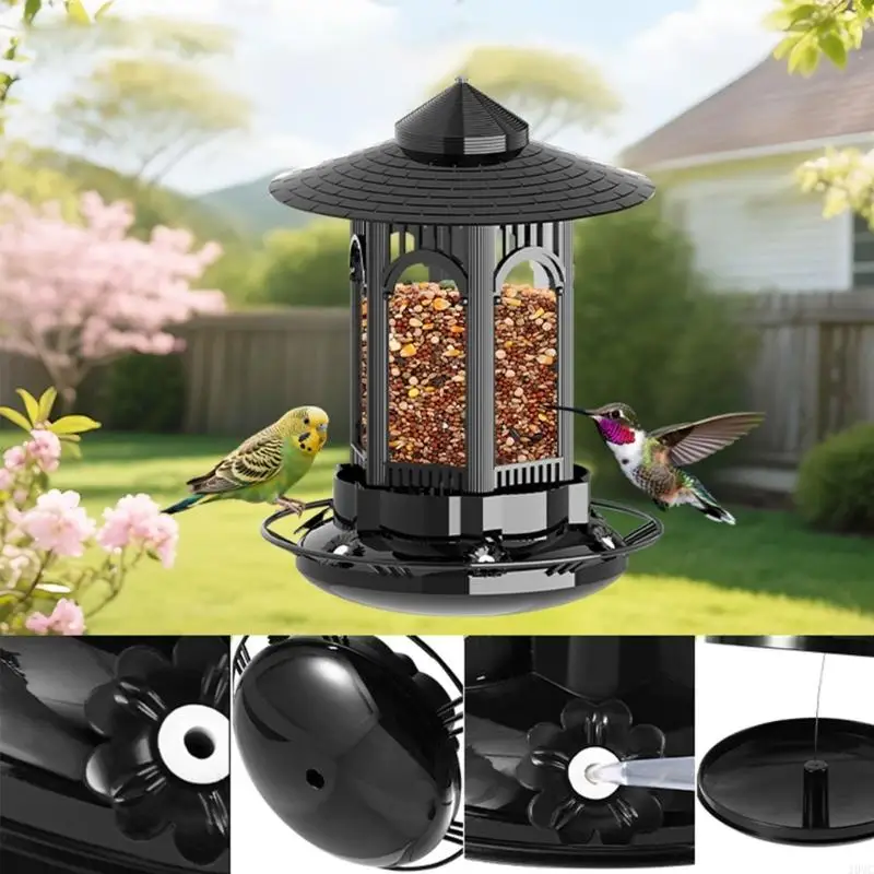 Black Hanging Bird Dispenser Including tight lid protects From factors And Animals J0MC