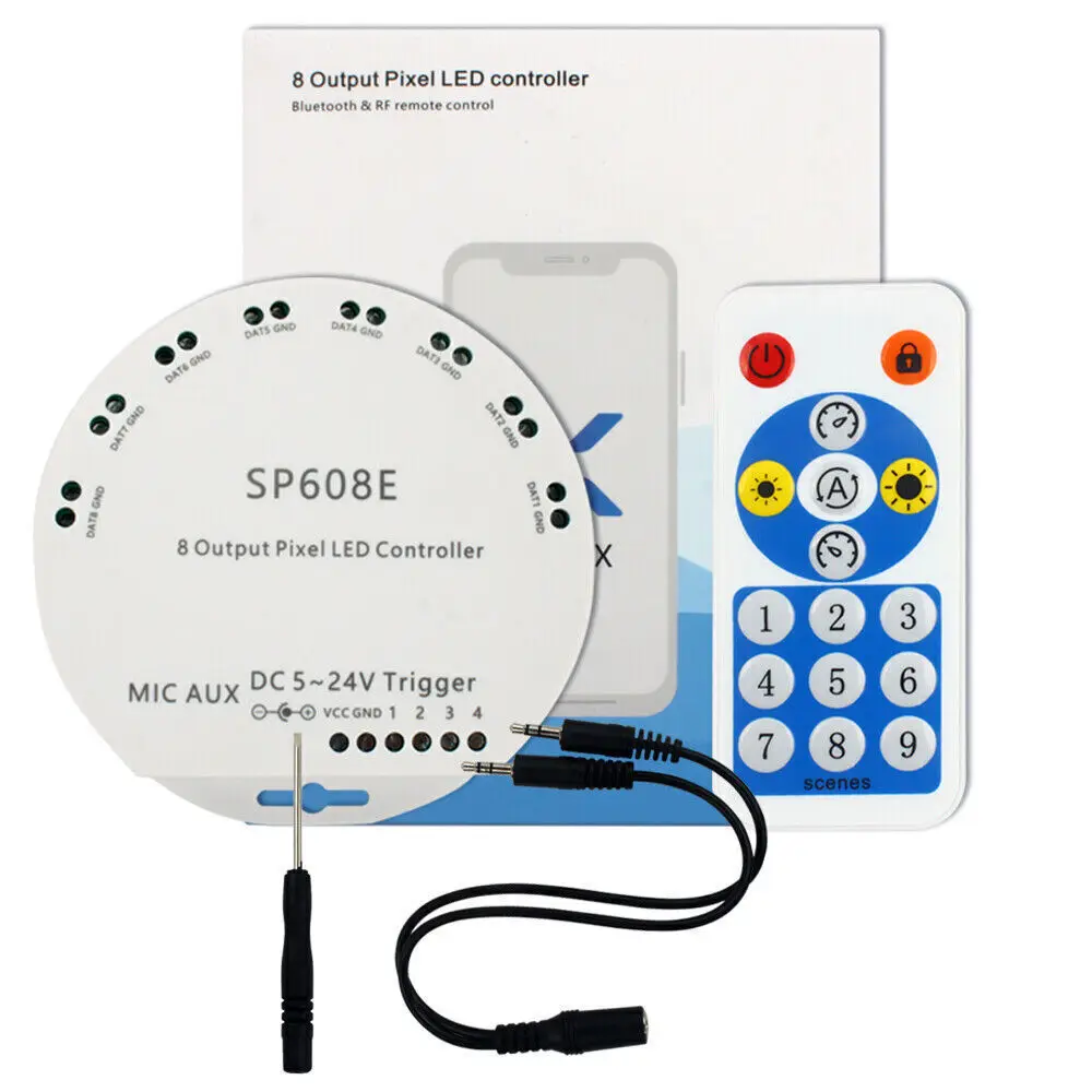 

SP608E Bluetooth Controller Remote 8 Output for WS2811 WS2812B WS2813 WS2815 led strip