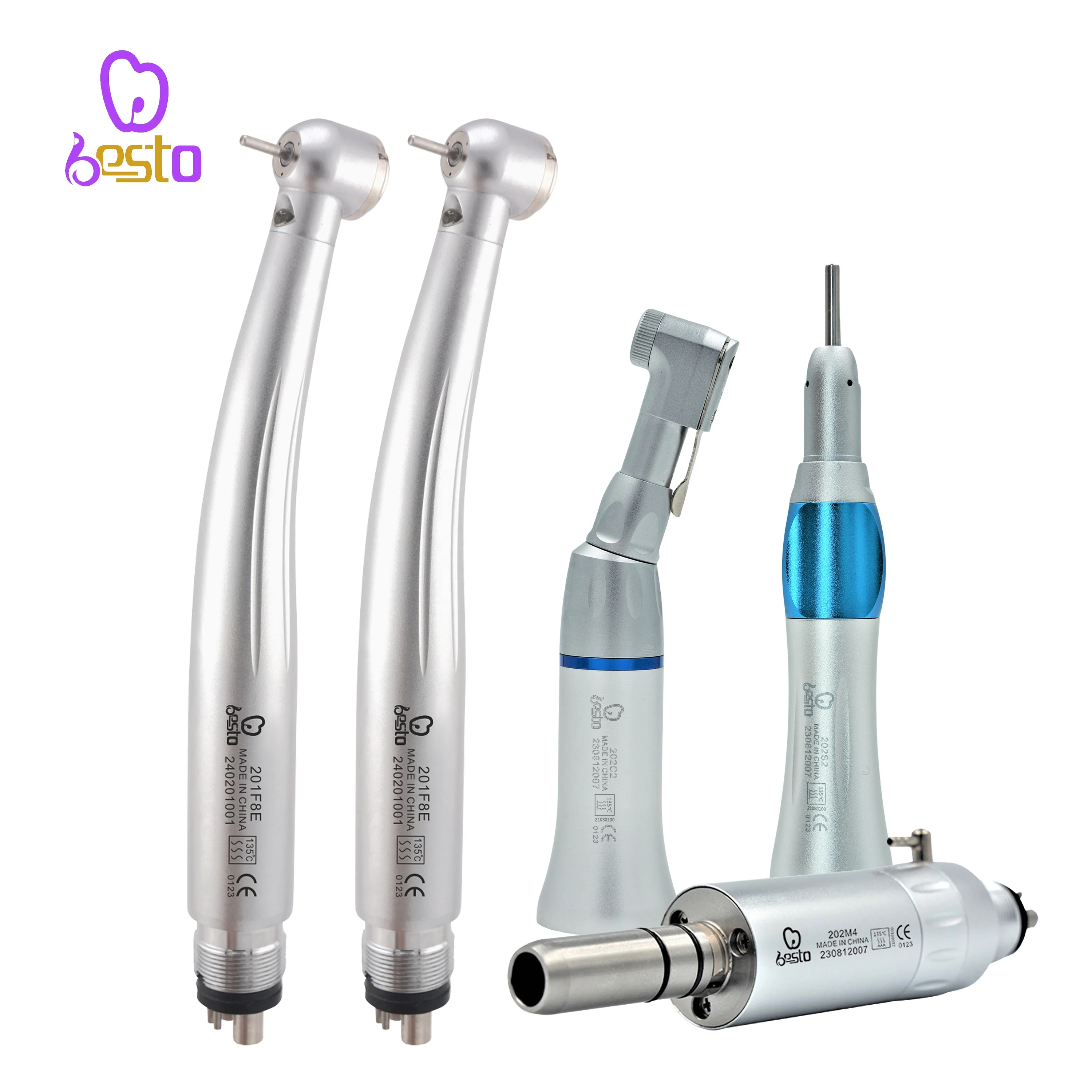 Besto den tal ความเร็วสูงและต่ํา Handpiece ชุดปุ่ม Contra Angle Air มอเตอร์ Handpiece ความเร็วสูงชุด 4 หลุม