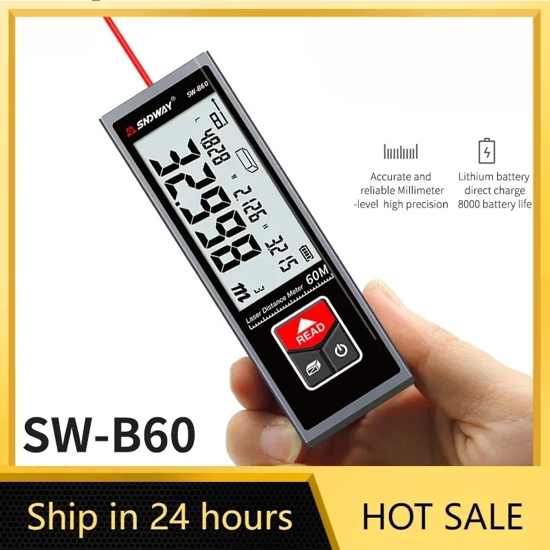 SNDWAY 40M Digital Laser Tape Measure Accurate Distance Meter Laser Rangefinder Construction Trena Roulette Lazer Range Finder