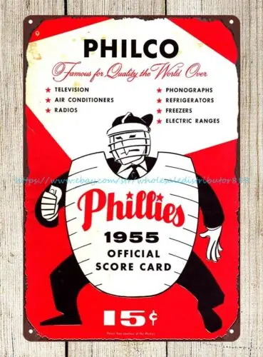 office decoration 1955 BASEBALL PROGRAM SCORECARD- -REDS tin sign