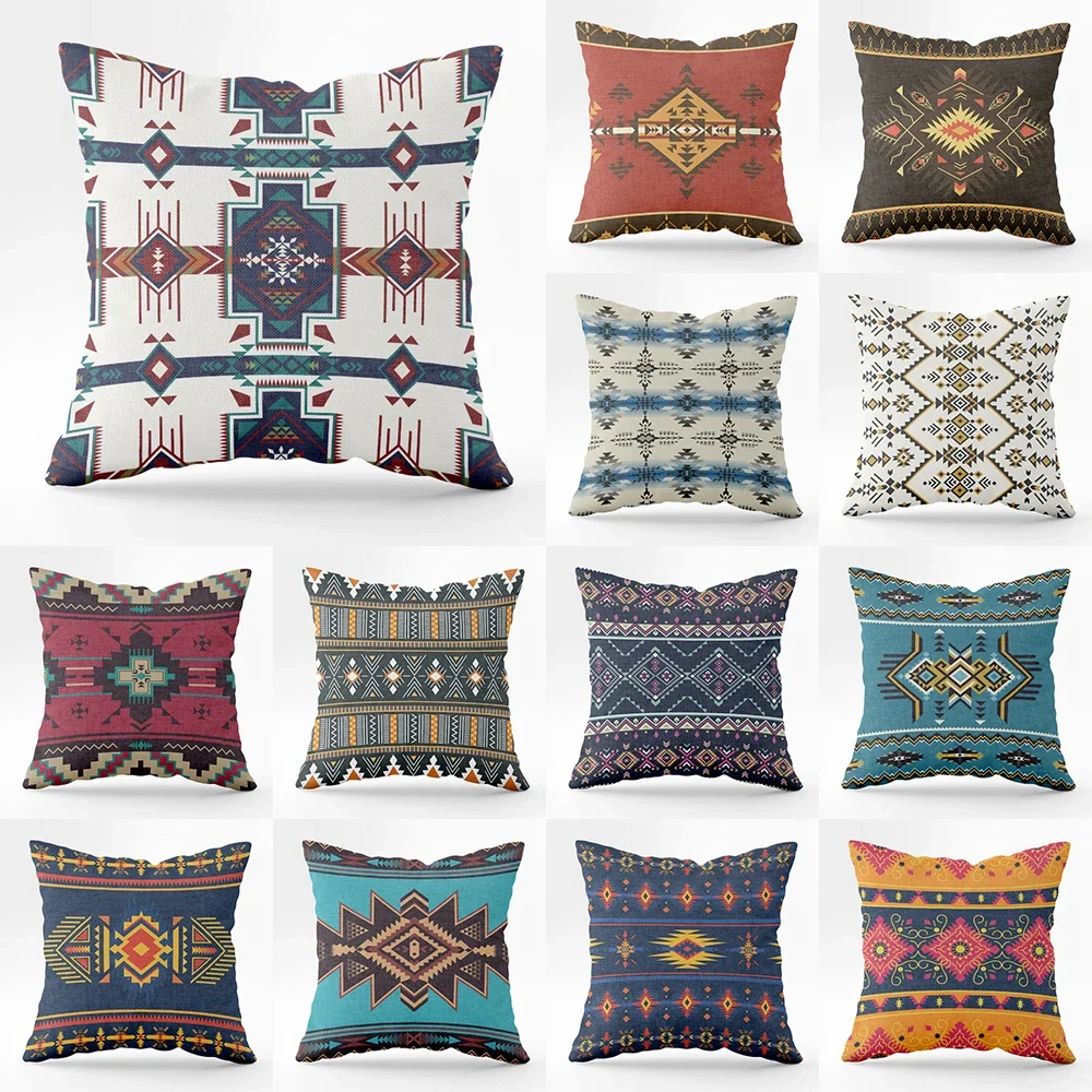 Nordic retro geometric printing pattern square cushion cover for home living room sofa car decoration throw pillow pillowcase