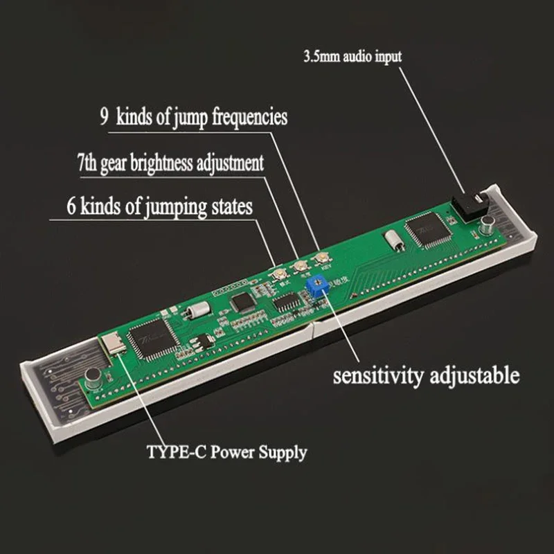 Display LED Sound-controlled Music Spectrum Display Pickup Ambient Light Atmospheric Rhythm Light  30-segment Spectrum