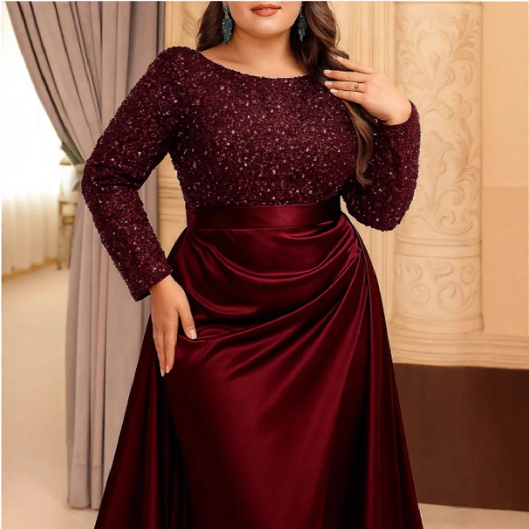 2025 Damesbanket Lange mouwen Elegante Dame Gastheer Jaar-Einde Feestgastheer met Presence Queen Paillette Avondjurk