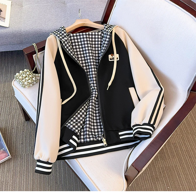 ITOOLIN جديد الكورية نمط فضفاض البلوز العصرية المرأة مقنعين سترة مفتوحة سترة معطف عكسها