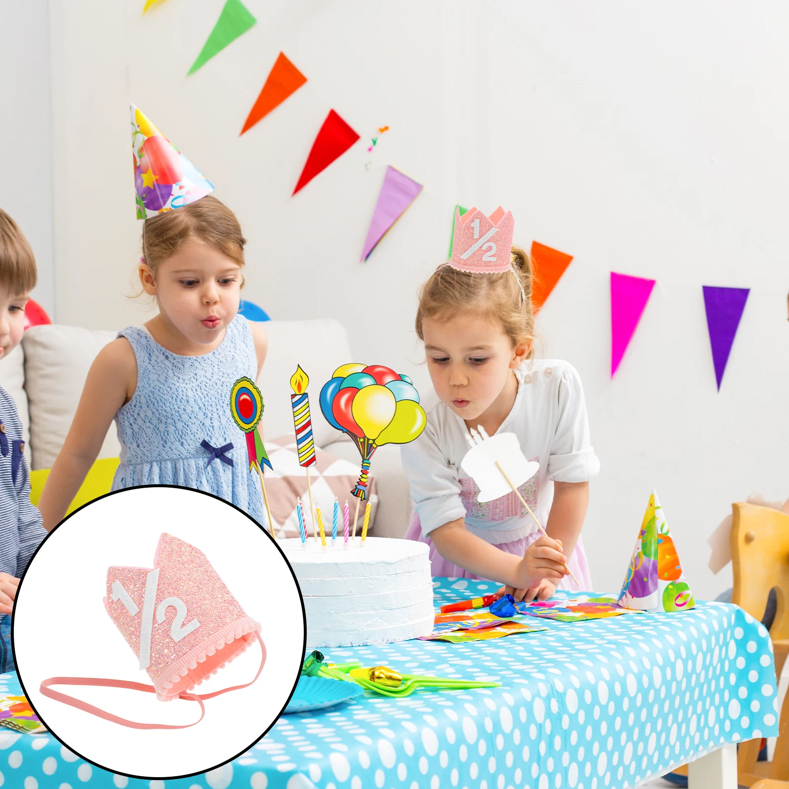 

1PCS Crown Party Hat Rose Gold Kids Birthday Decorations Half Birthday Hats Photo Props Stylish Festival Headwear Baby Girl Boy