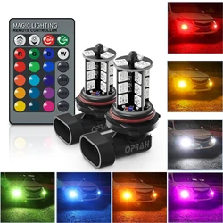 2pcs LED Car RGB Fog Lights LED H7 H1 H3 H4 H11/H8/H9 9005/HB3 9006/HB4 H27/880 H27/881 Headlight DRL Lamps With Remote Control