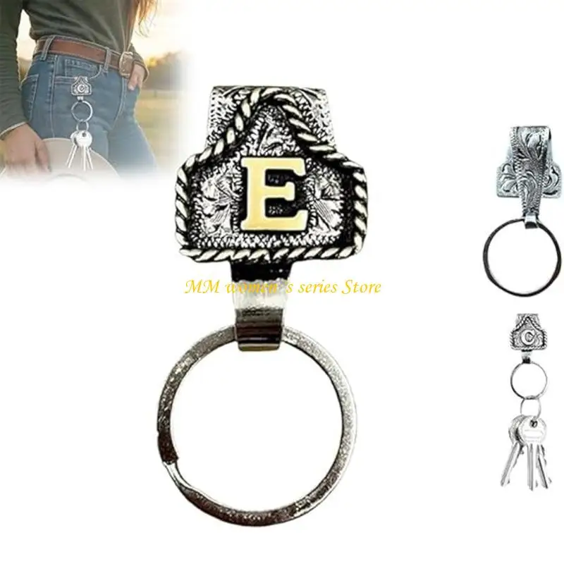 Q39C Biểu đồ cao bồi Western Cowboy, Thư thủ công cổ điển A-ZI clip Keychain ban đầu, Chuỗi khóa kim loại cá tính cho vành đai