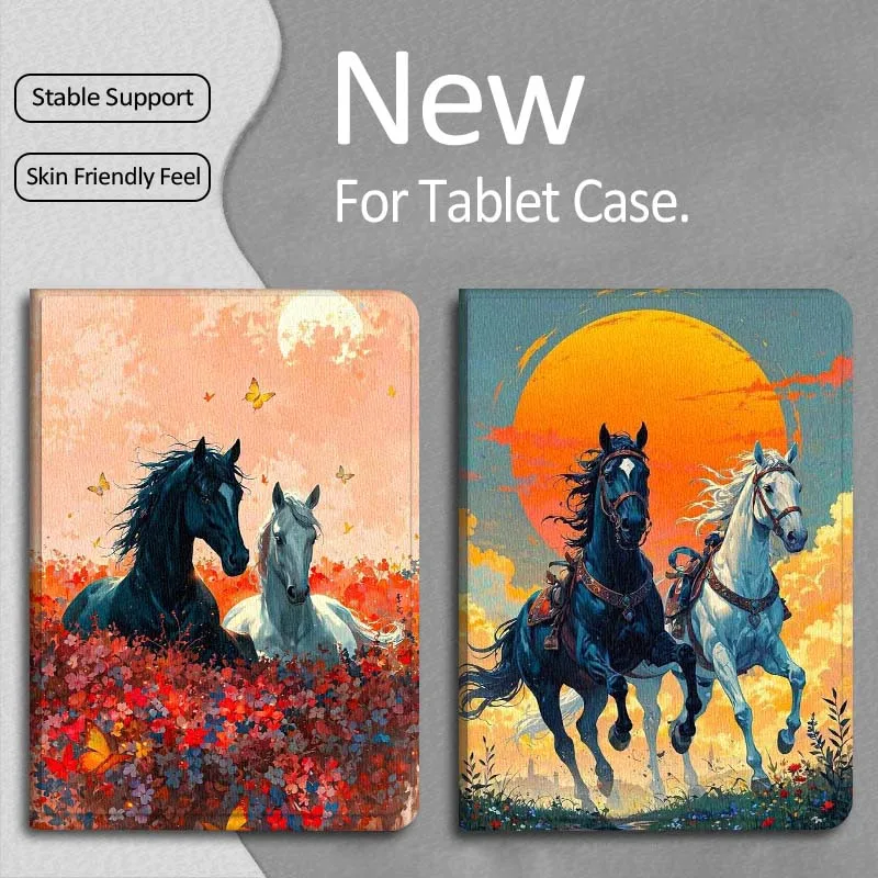 

Popular Art Horse For Apple iPad Pro Air 13 2 7th 6th 2025 M2 M3 M4 M512.9 13 inch Foldable Tablet Case Gift