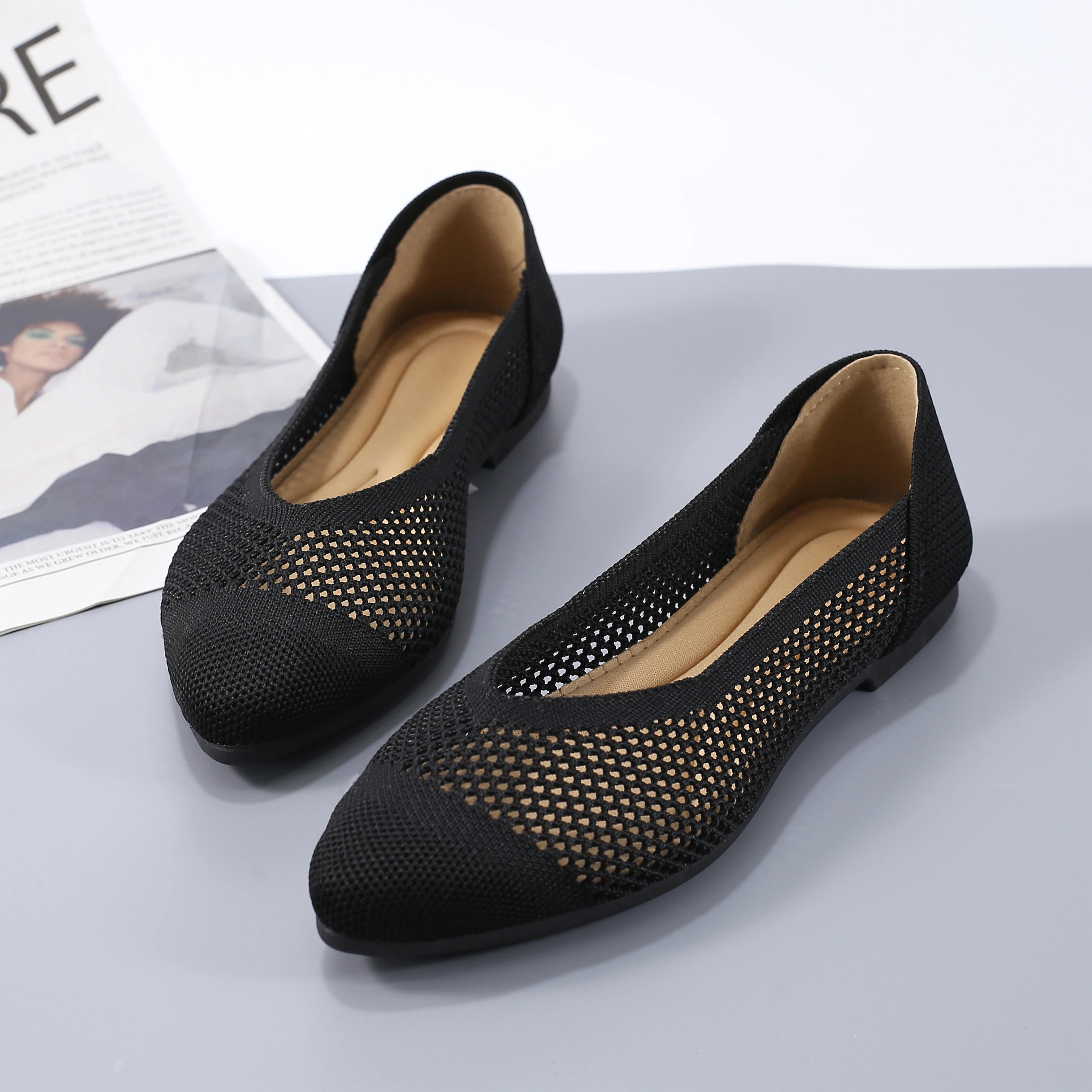 Sepatu Wanita Slip-On Ujung Ru - Women Shoes Jd ulasan dan harga