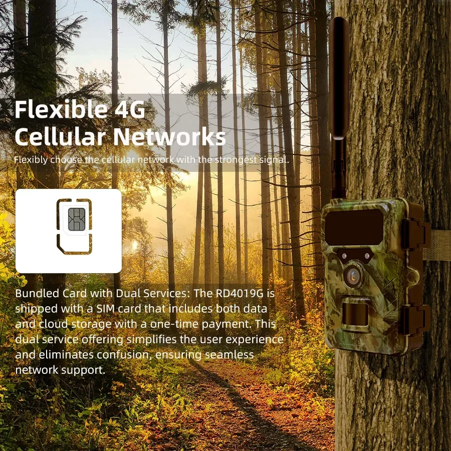 4G LTE Cellular Trail Camera EU/US Plug 2.7K APP Remote Control Night Vision Motion Activated Photo Trap for Hunting Monitoring