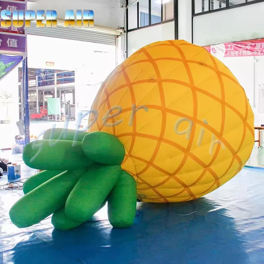 カスタマイズ生産の人工鮮やかなインフレータブルフルーツモデル、ビル装飾用インフレータブルパイナップル