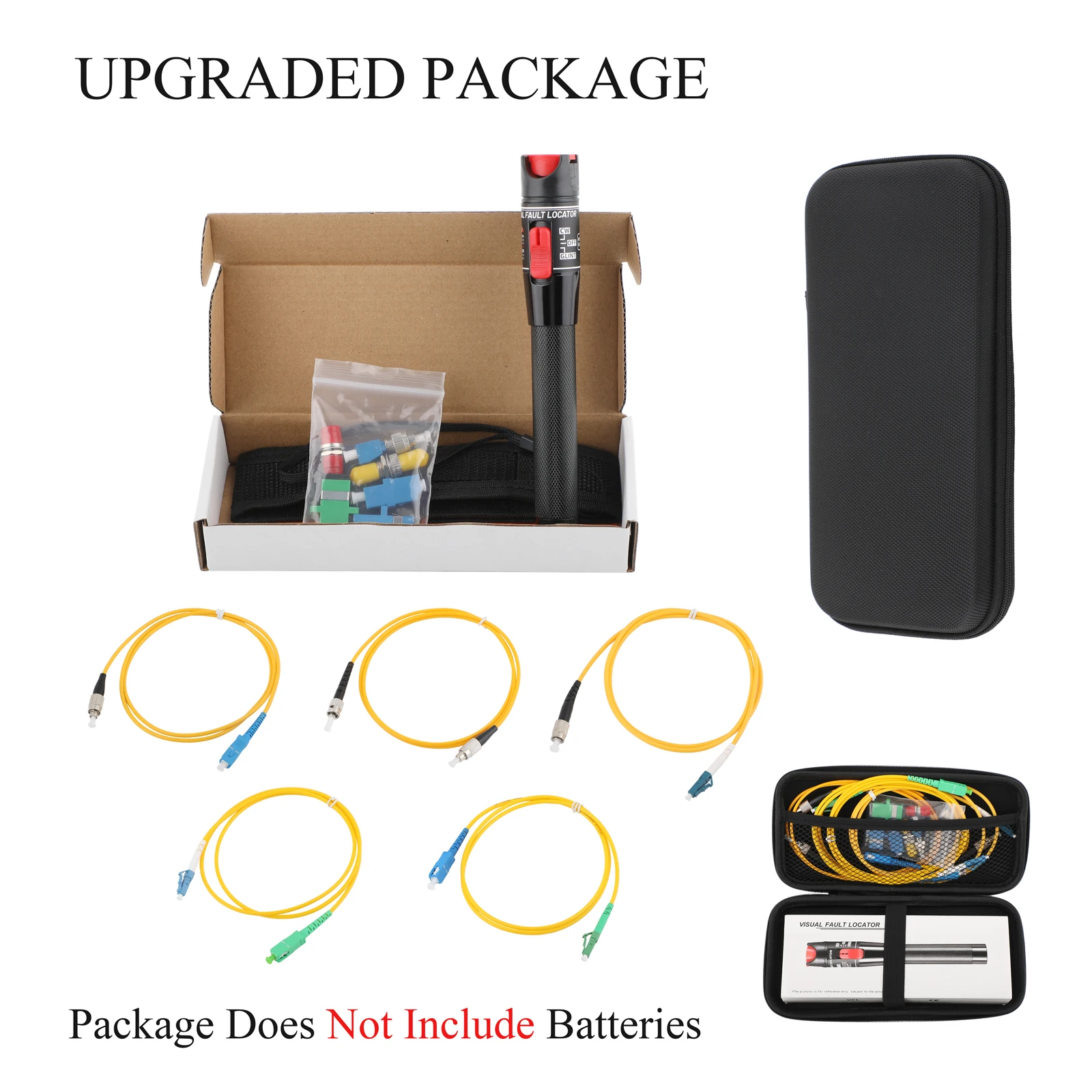 

Набор для тестирования оптоволоконных кабелей (12 шт.) 30~100 мВт, оптический тестер FTTH для разъемов FC (папа) - LC (мама) APC/SC UPC/ST FC SC LC с 5 патч-кордами