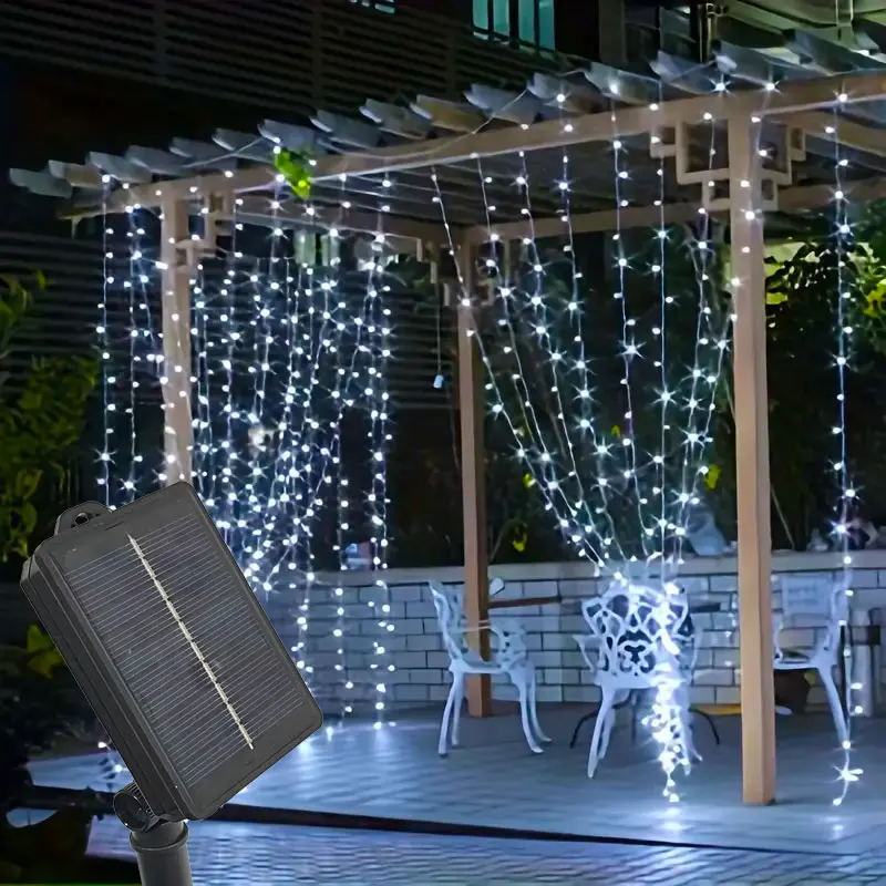 

Christmas Lights 8 Mode Solar LED Curtain String Light Garland Wedding Fairy Light Party Yard Garden Decoration Holiday Lighting