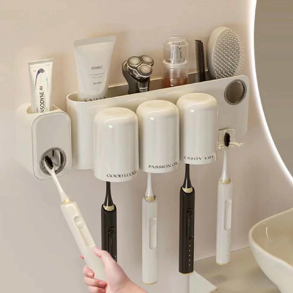 Toothbrush shelf toilet hanger, toothpaste hanger, mouthwash cup, bathroom organize, dental cylinder holder, brushing wall