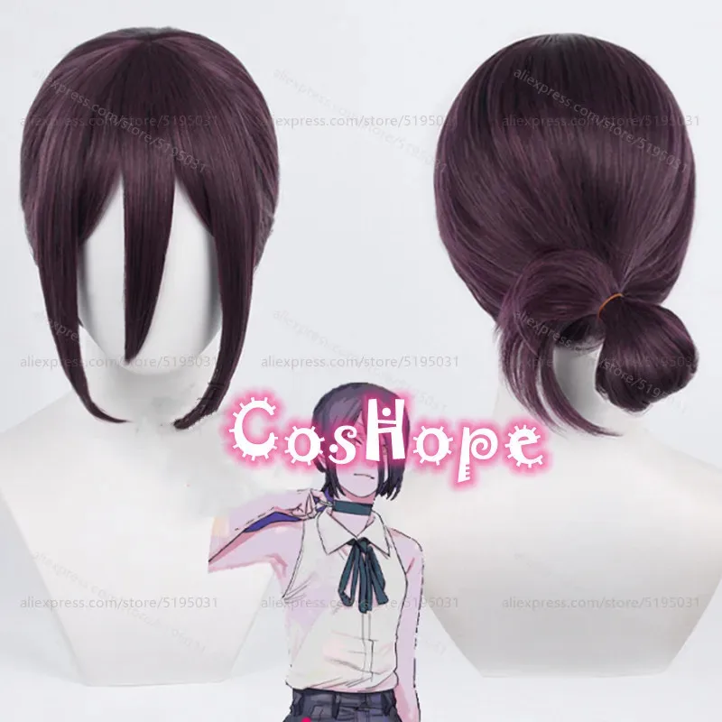 Reze Cosplay Wig Short Dark Purple Wig Cosplay Anime Cosplay Wigs Heat Resistant Synthetic Wigs Party Hair for Women
