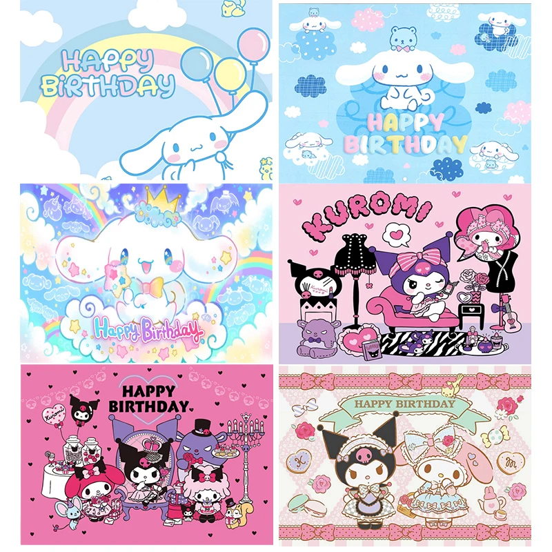 

Kuromi Cinnamoroll Party Backdrop Decor Baby Girl Kids Birthday Photography Background Charmmy Photo Studio Banner Baby Shower