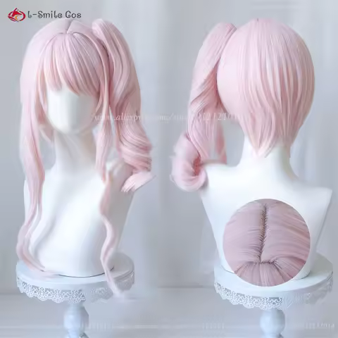 Anime Akiyama Mizuki Cosplay Wig Light Pink Curly Ponytail mzk Anime Cosplay Wigs For Women Heat Resistant Synthetic Hair