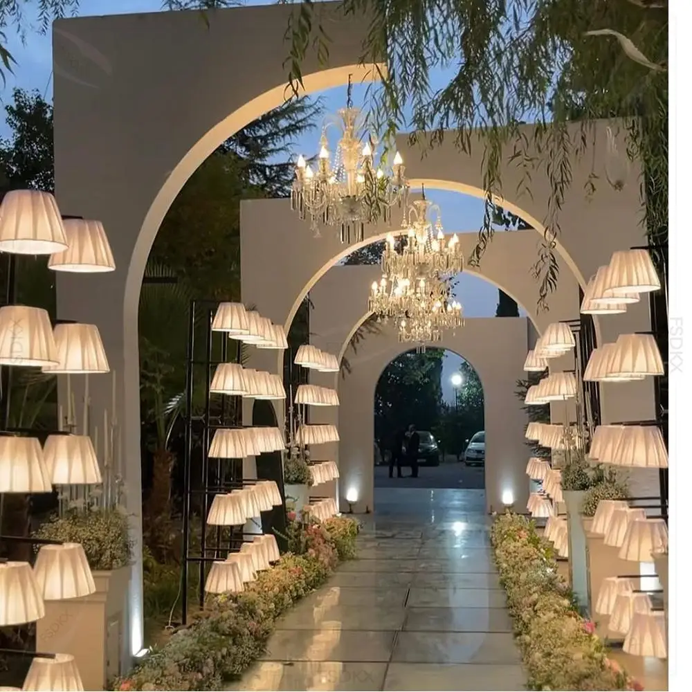 

FSDKX Double Use Pvc Arch Out Door Hanging Chanlier Wedding Backdrop Stand Event Wedding Props on Sale