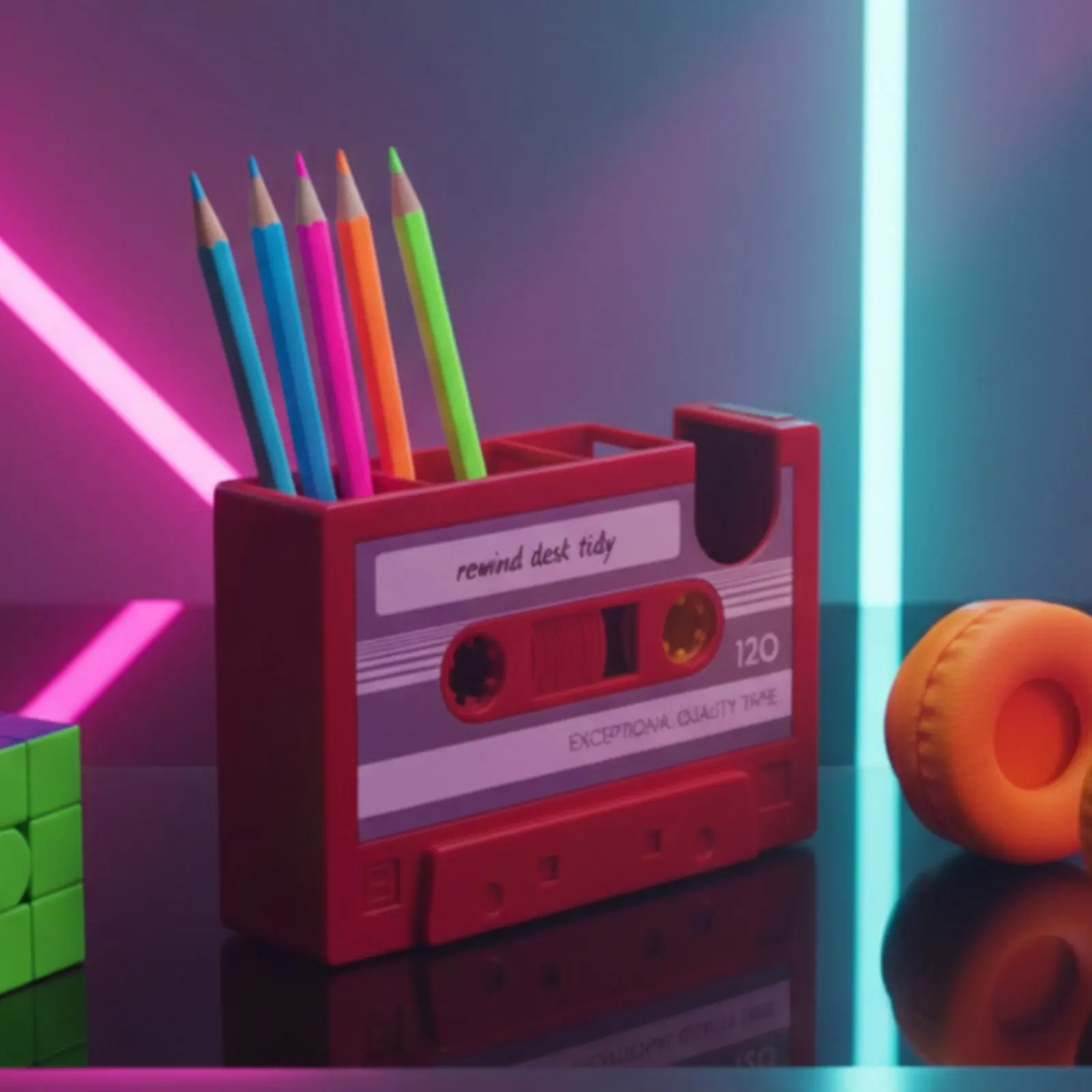 

Cassette Tape Desk Organizer Multifunction Cassette Desk Holder Retro Tape Dispenser Two-in-onePurpose Office Supply