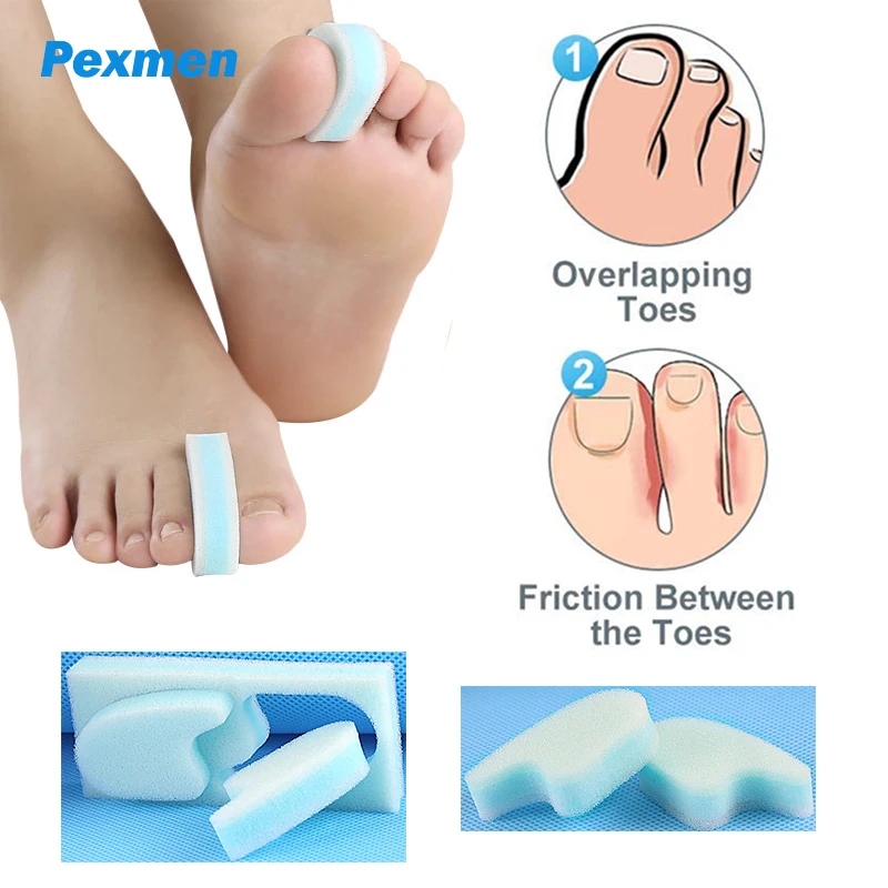 Pexmen 2Pcs Foam Toe Spacers 3 Layer Toe Separators for Toes Relief Friction Hammer Toes Overlapping Toes and Prevent Corns