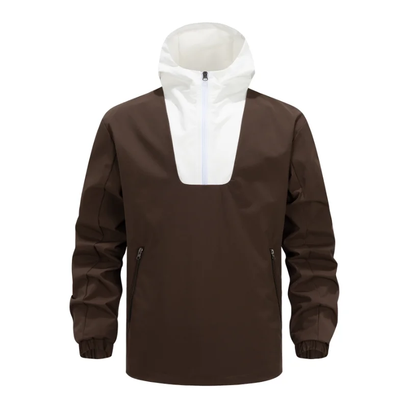 Men's Sports Outdoor Casual Loose Versatile Spliced   hooded Pullover Jacket Jacket Top