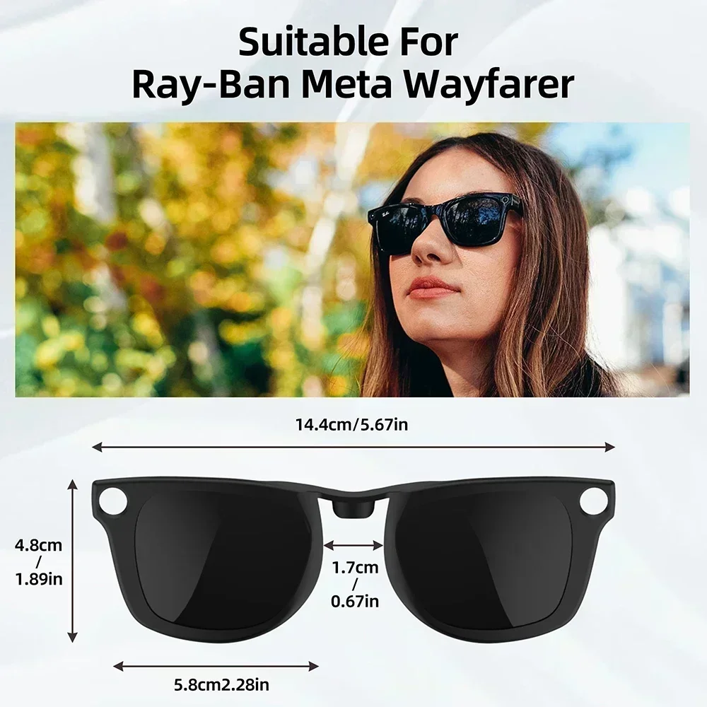 For Ray-Ban Meta Wayfarer Glasses Polarized Sunglasses lenses Anti-Glare UV Protection 4 Color Glasses Clip On Night Vision