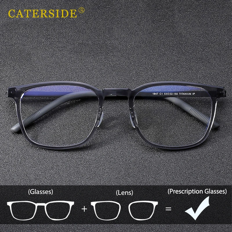 

CATERSIDE Square Retro Reading Glasses Man Titanium Ultralight Glasses Frames Women Ultralight Brand Design Eyeglass Frames
