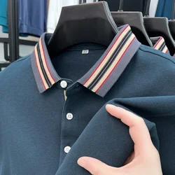Long sleeved T-shirt men's base shirt, middle-aged and young round neck fashionable cotton solid color men's polo shirt