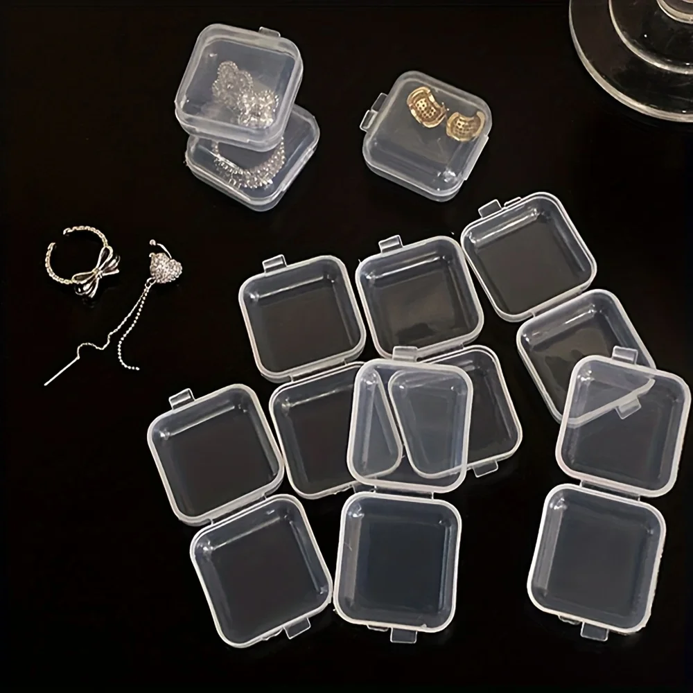 25pcs Transparent Plastic Jewelry Storage Boxes with Lids, Mini Containers for Beads Earplugs Crafts Organization Container