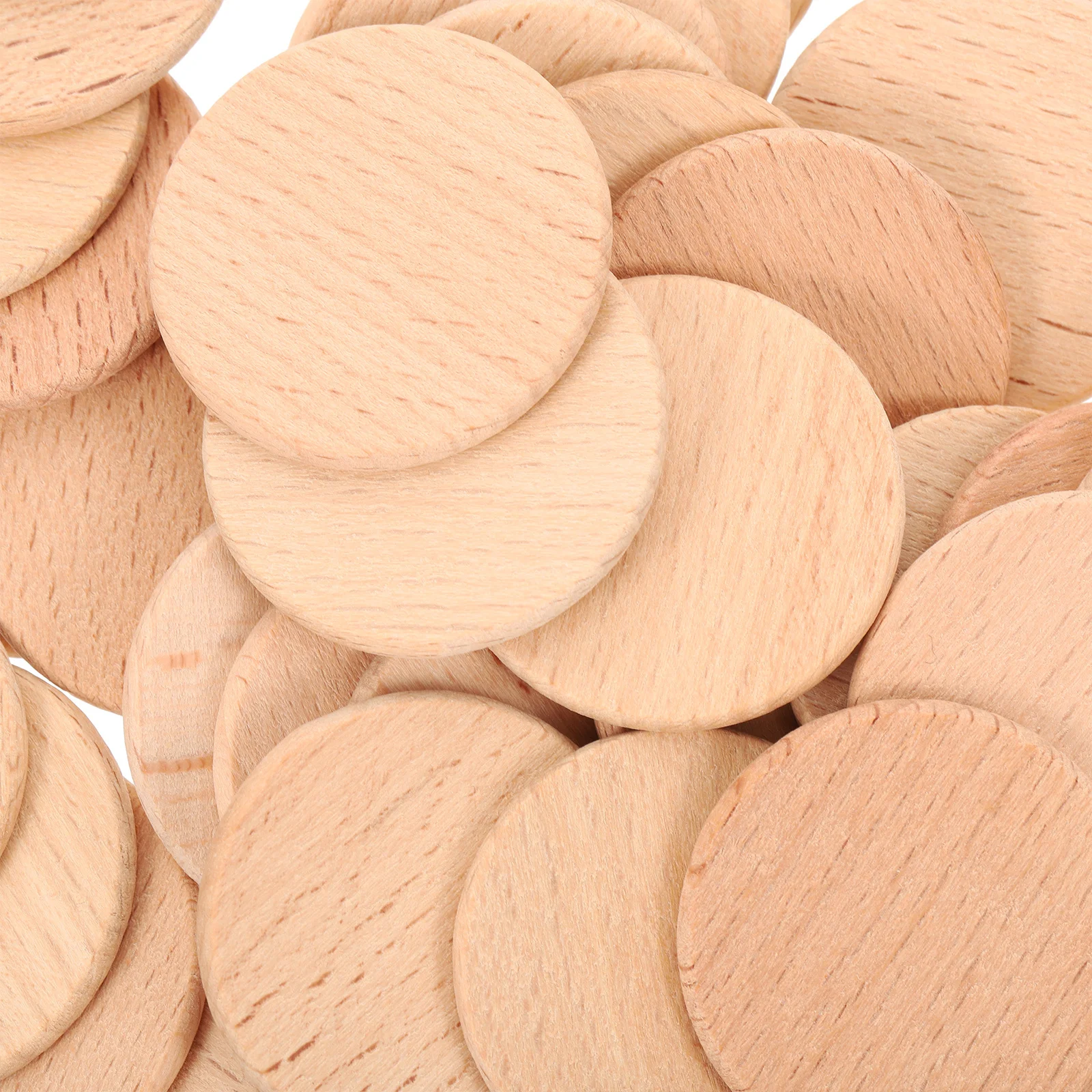 

50Pcs Round Wood Cutouts Unfinished Beech Slices for Handmade Crafts Painting Decoupage Customizable Wooden Craft Embellishments