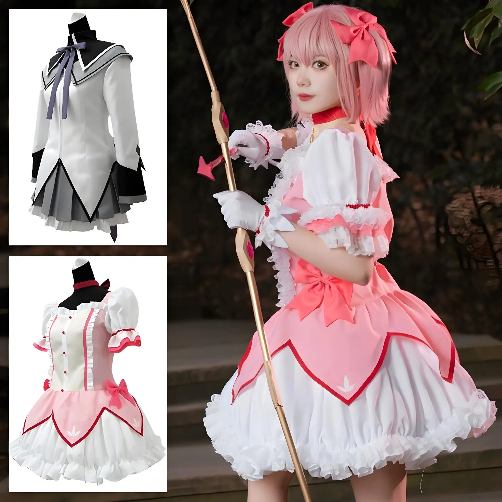 

Madoka Magica Kaname Madoka & Akemi Homura Magical Girl Cosplay Dress – Anime School Uniform Costume for Halloween