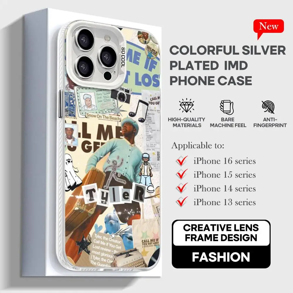 Tyler The Creator Phone Case Branco IMD Colorido Phone CaseSilver Adequado para iPhone 16 15 14 13 12 11 XS Pro Max