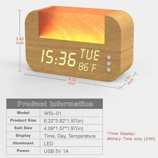 شروق الشمس الاستيقاظ ساعة تنبيه جو الملح الهيمالايا ضوء الليل الطبيعي الاستيقاظ الإصدار الأيونات السالبة ديكور المنزل