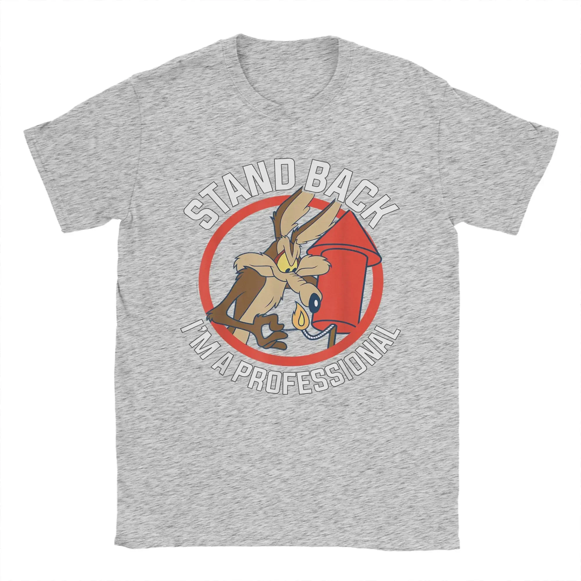 Wile E. Coyotes Stand Back I'm A Professional T-Shirt for Men  Vintage Pure Cotton Tee Shirt O Neck T Shirts New Arrival Tops - view 3