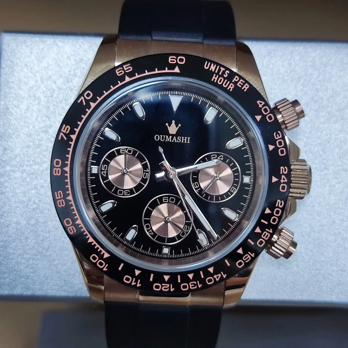 الباندا الهاتفي vk63 كيس مخصص شعار nh35 ساعة ساعة ساعة كوارتز يابانية VK63 حركة nh36 كيس كرونوغراف الإلكترونية متعددة الوظائف