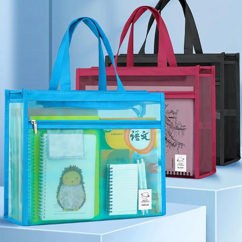 

Nylon Mesh Mesh Zipper Pouch Bag Transparent a3 8k Document Bag Portable Large Capacity Transparent File Bag