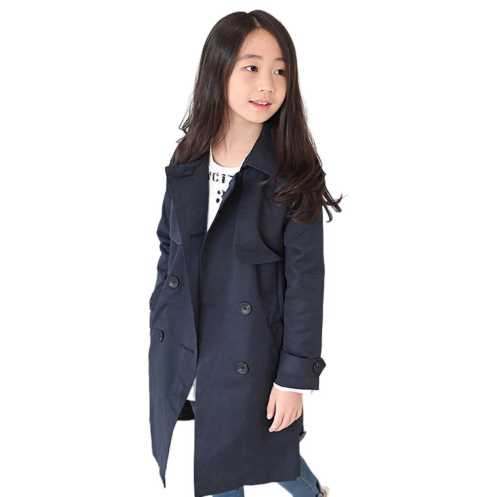 Trench Coat for Teen Girls,Autumn Long Sleeve Jacket,Kids Casual Fashion England Style Windbreaker,Double Breasted Kids Coat