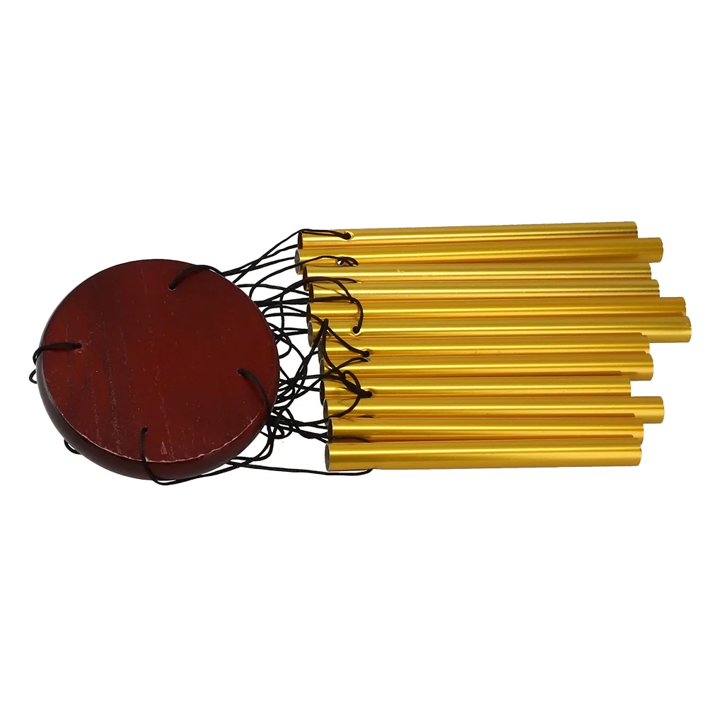 Natural Pine Wood Top with Hanging Cord and 12 Graduated Aluminum Tubes for Balanced Harmonic Wind Chime Sound