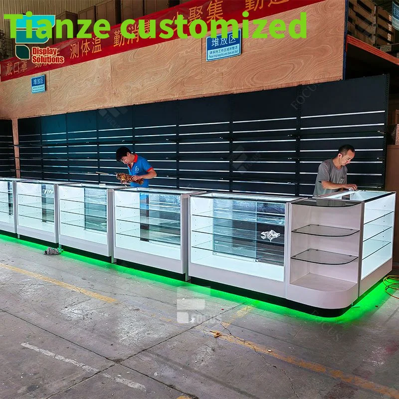 

(customized)Custom Display Table Showcase Shop Display Glass Cigar Cabinet Humidor Modern Smoke Retail Shop Display