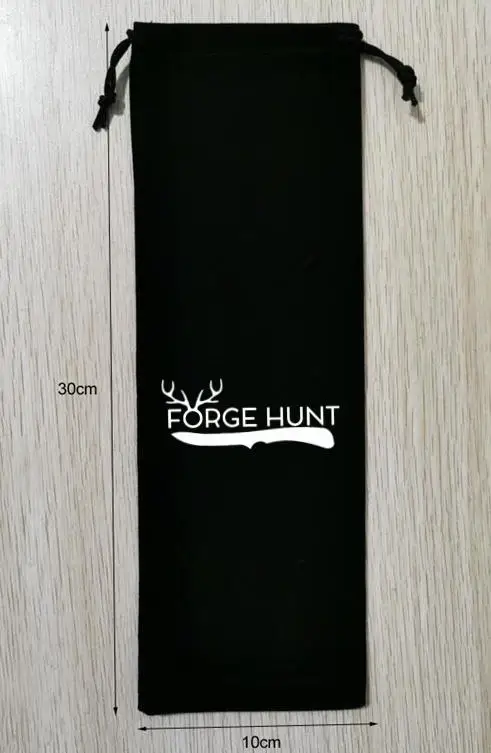 

100 Pieces 10x30cm Long Size Drawstring Black Velvet Bags Pouches Screen Printed With White Logo Customized Logo