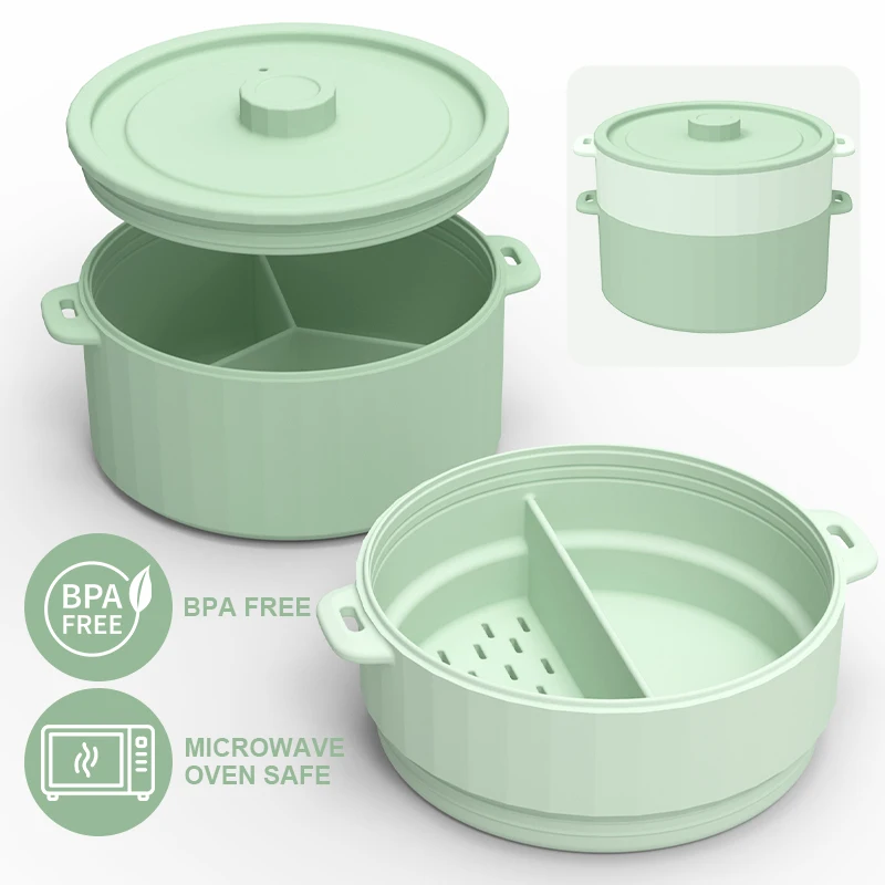 

Silicone microwave oven steamer vegetable silicone pot BPA free lazy silicone steamer bowl