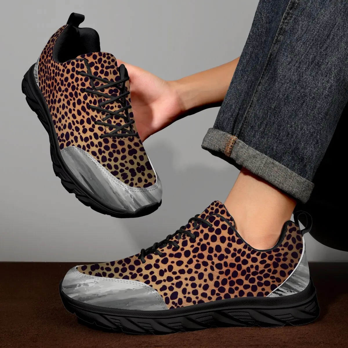 

Casual Sports Shoes Couple Style Irregular Pattern Design Marble Texture Color Block Custom Flying Weave Flat Large Size Shoes